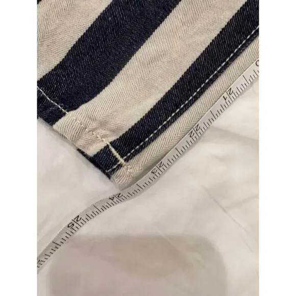 6397 Blue & White Striped Cropped Denim Pants Shorty Women's 28 Italian Nautical - Picture 13 of 15